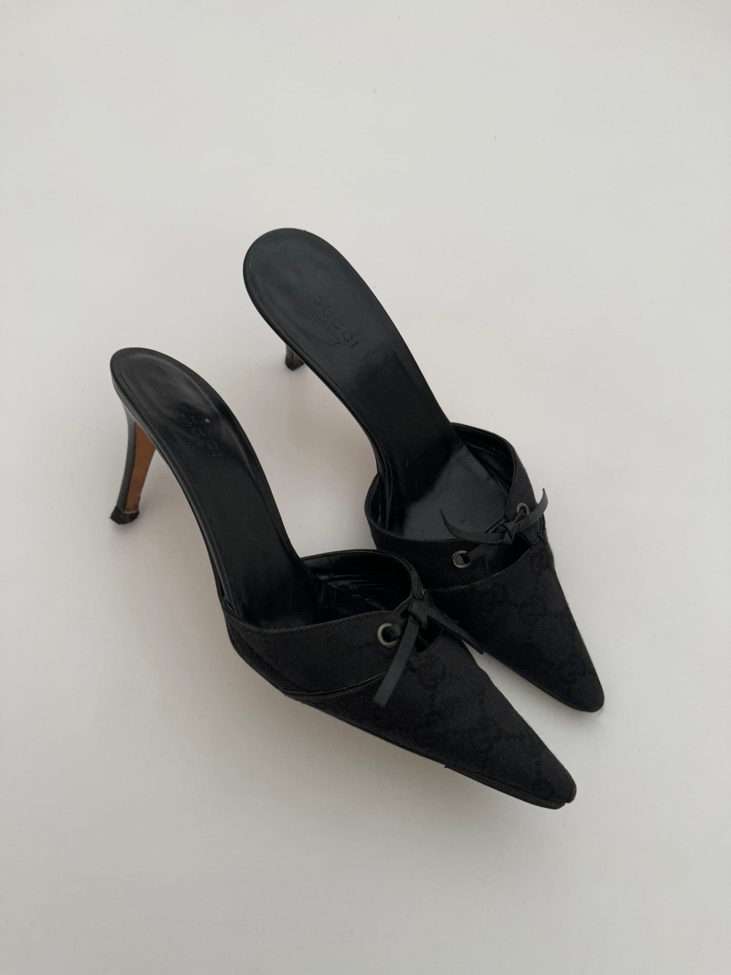 Gucci Monogram Mules (38) with Box & Dustbag