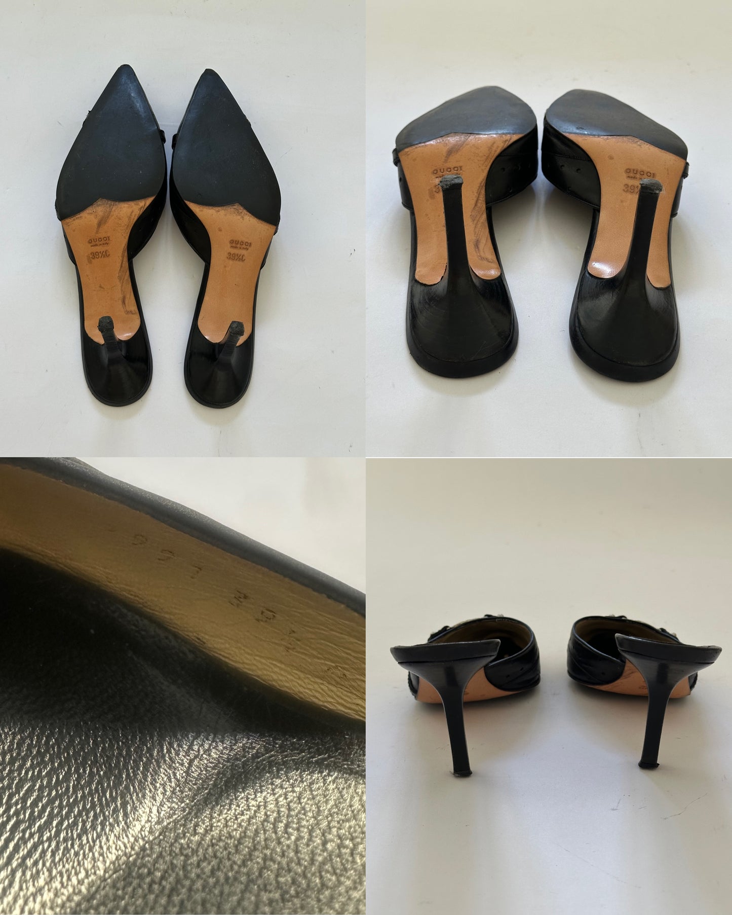 Gucci Logo Leather Mules (39,5)