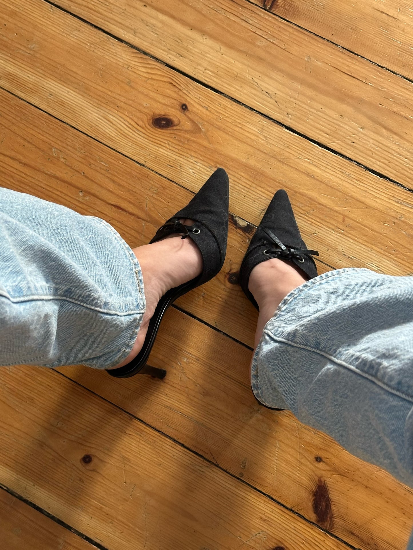 Gucci Monogram Mules (38) with Box & Dustbag