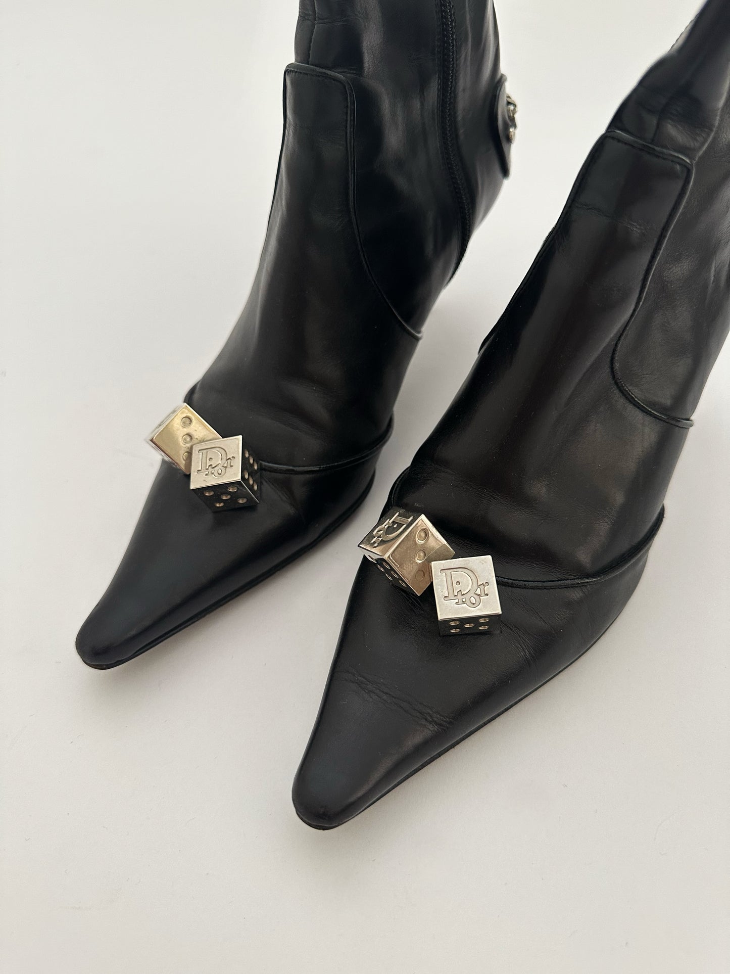 Dior Dice Gambler Leather Ankle Boots (39)
