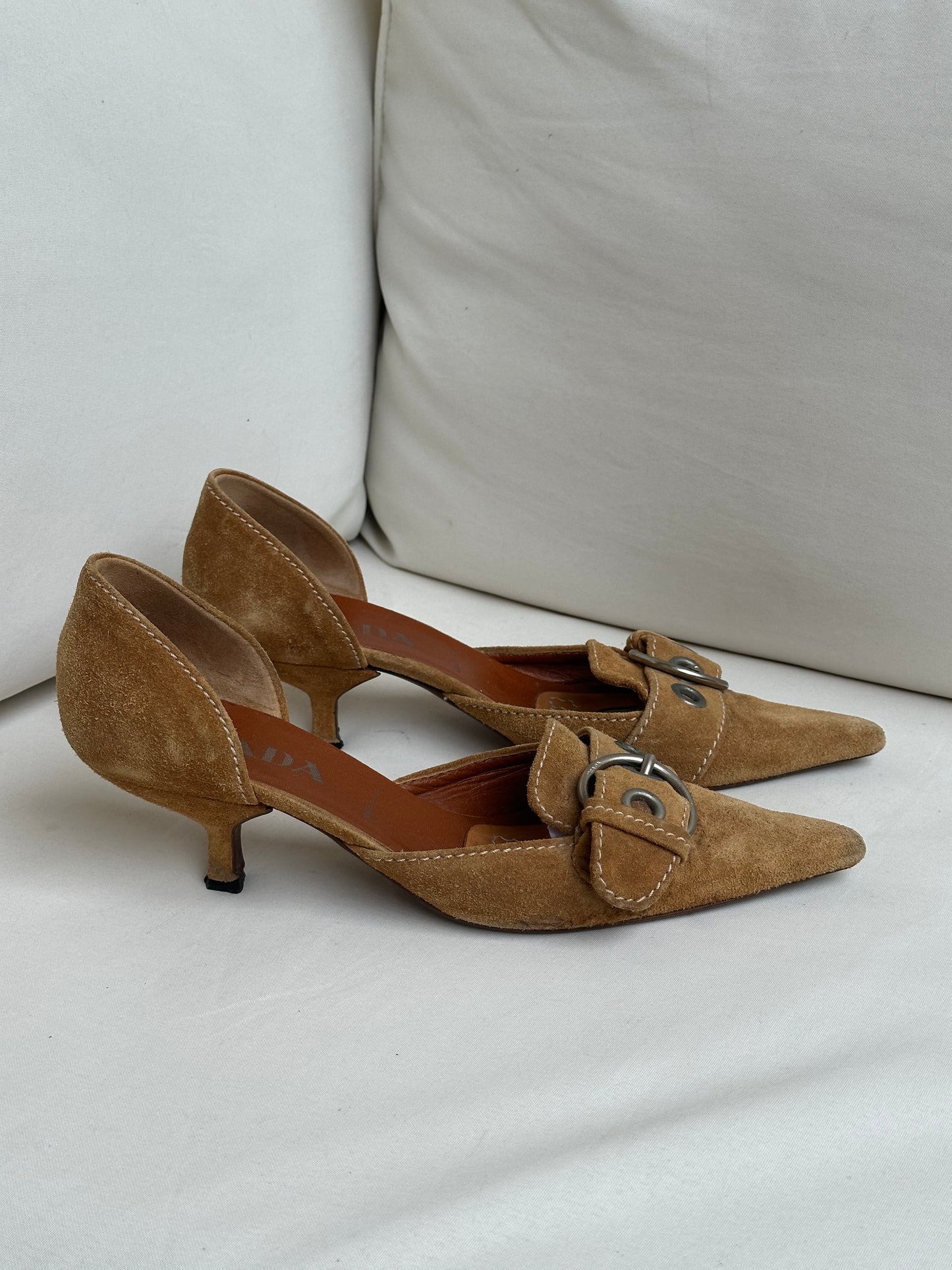Prada Suede Leather Kitten Heels (36)