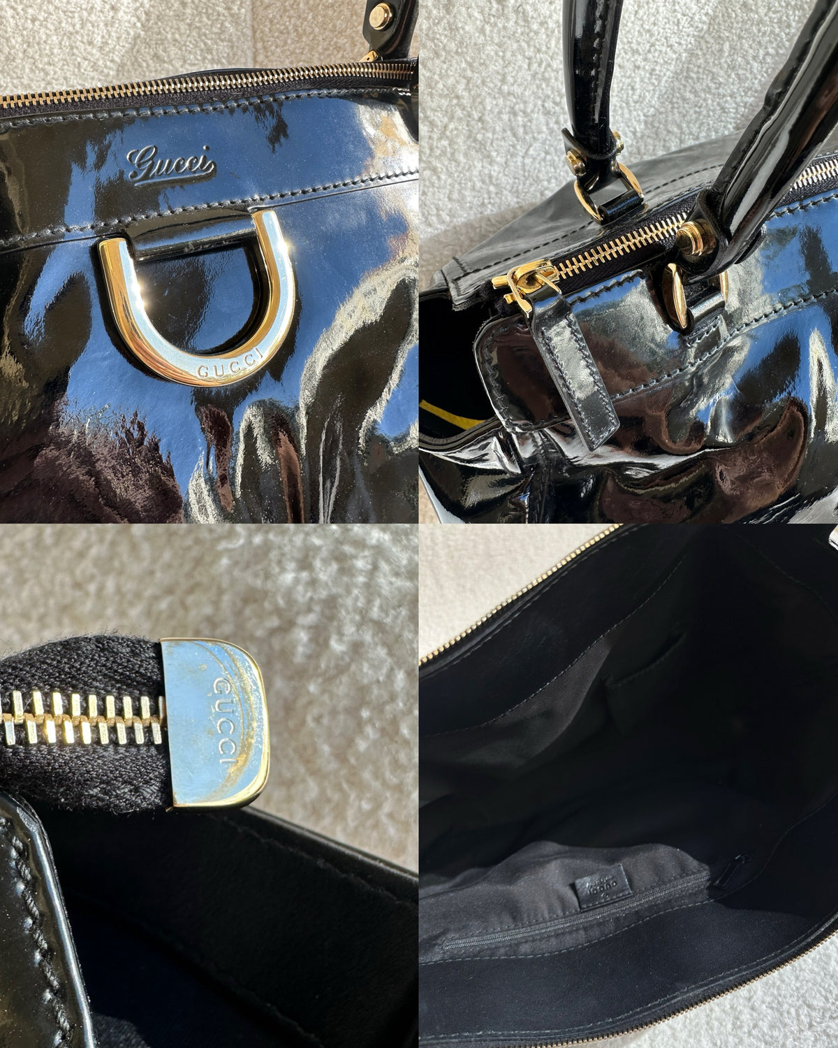 Gucci D Ring Patent Leather Bag