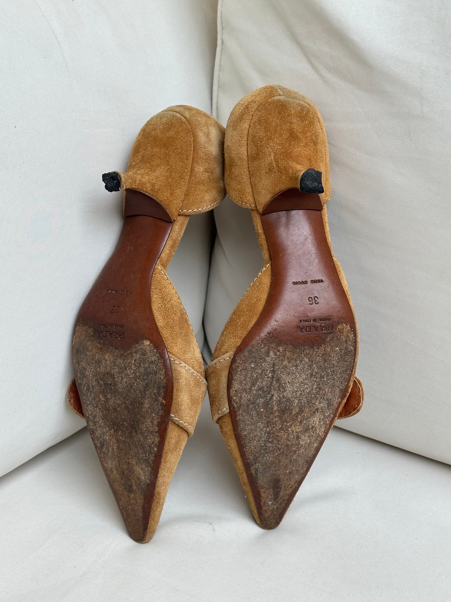 Prada Suede Leather Kitten Heels (36)