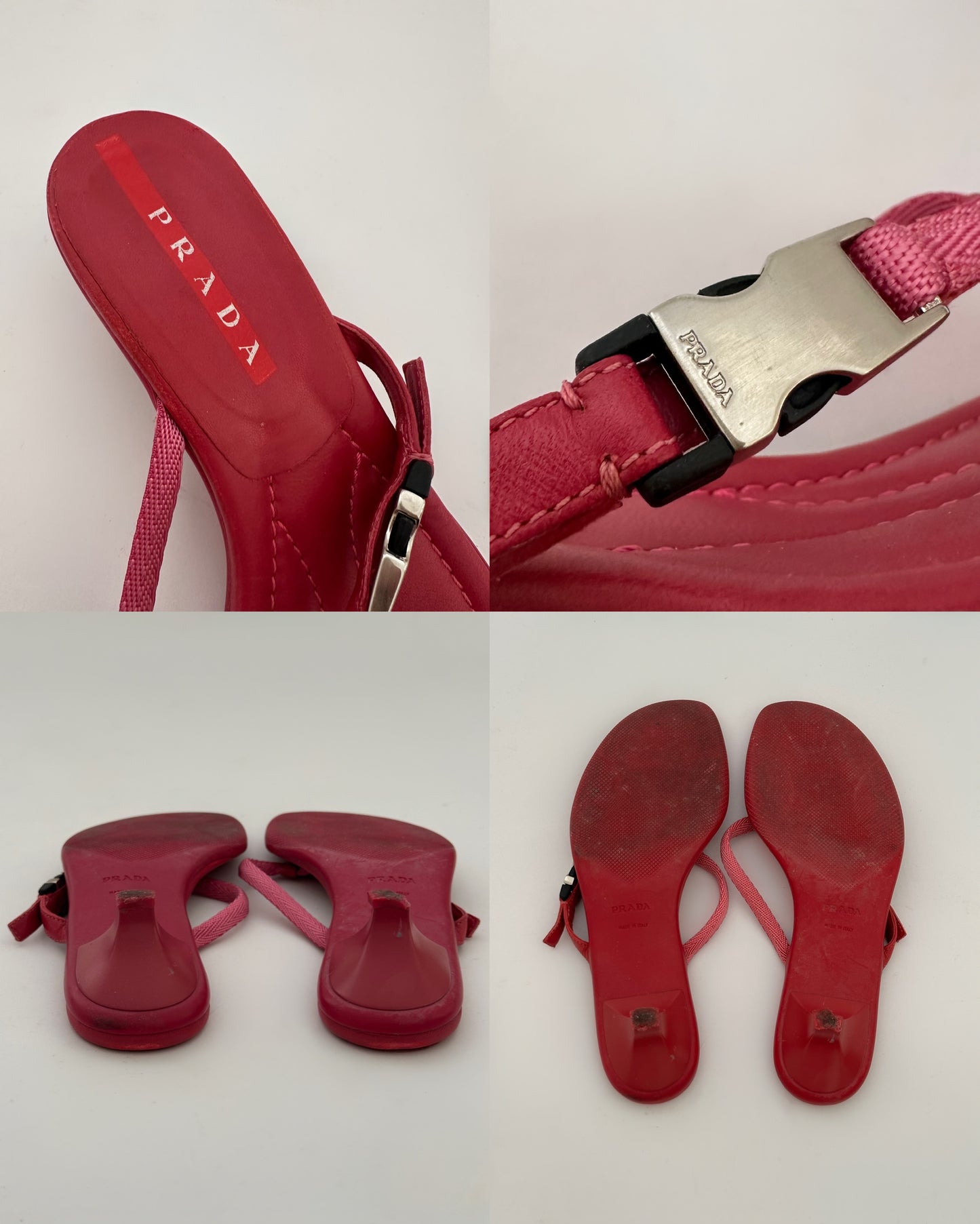 Prada Thong Kitten Heels Red (36)