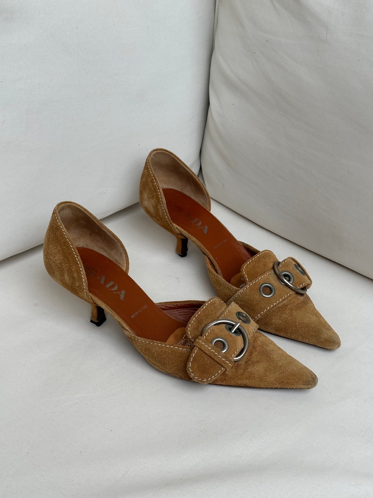 Prada Suede Leather Kitten Heels (36)