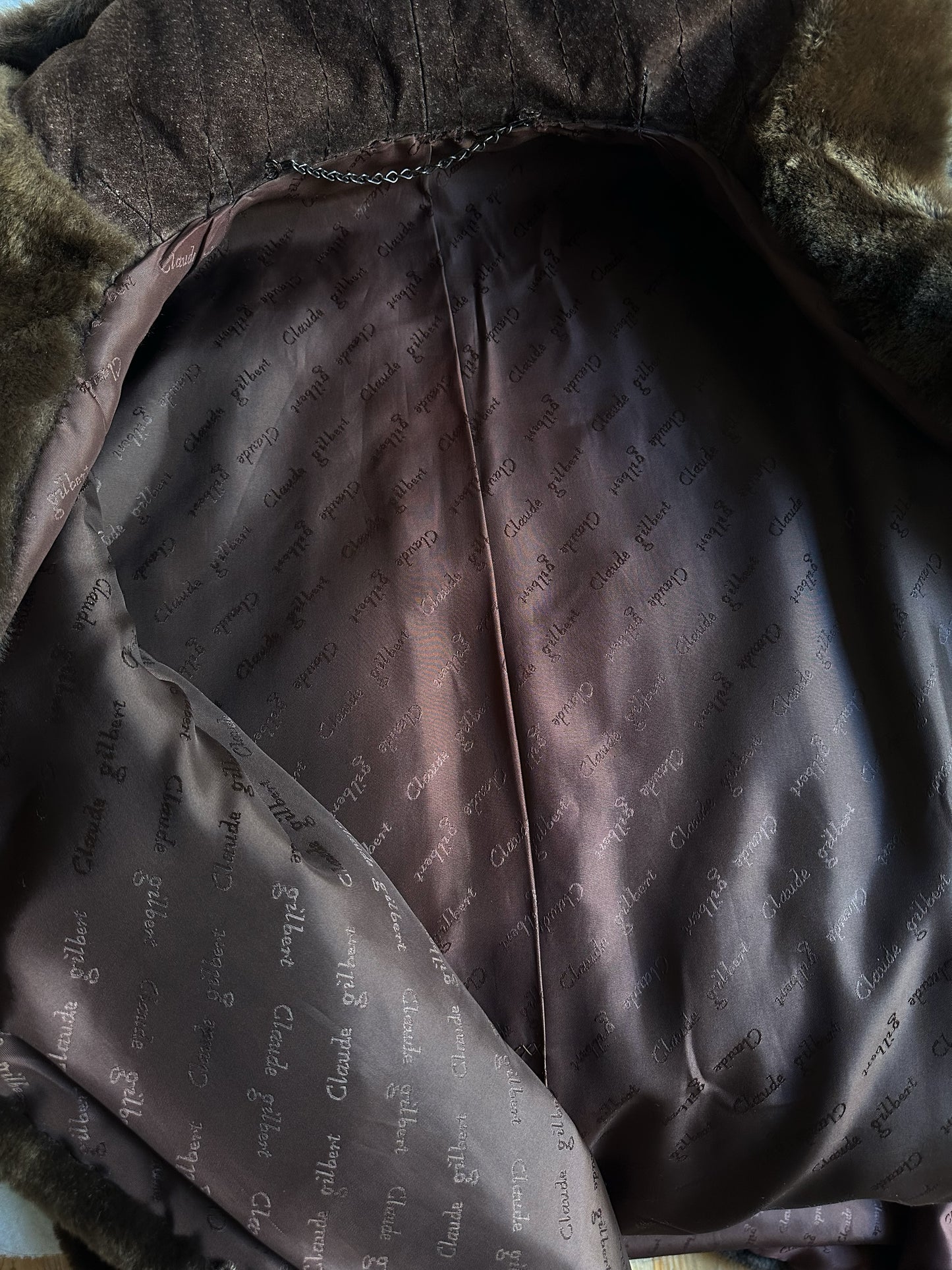 Vintage Faux Fur Suede Leather Coat (S)