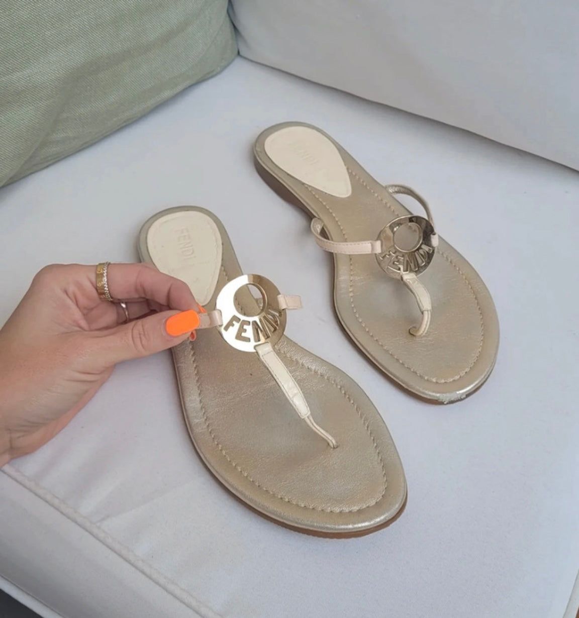Fendi Logo Sandals (38)