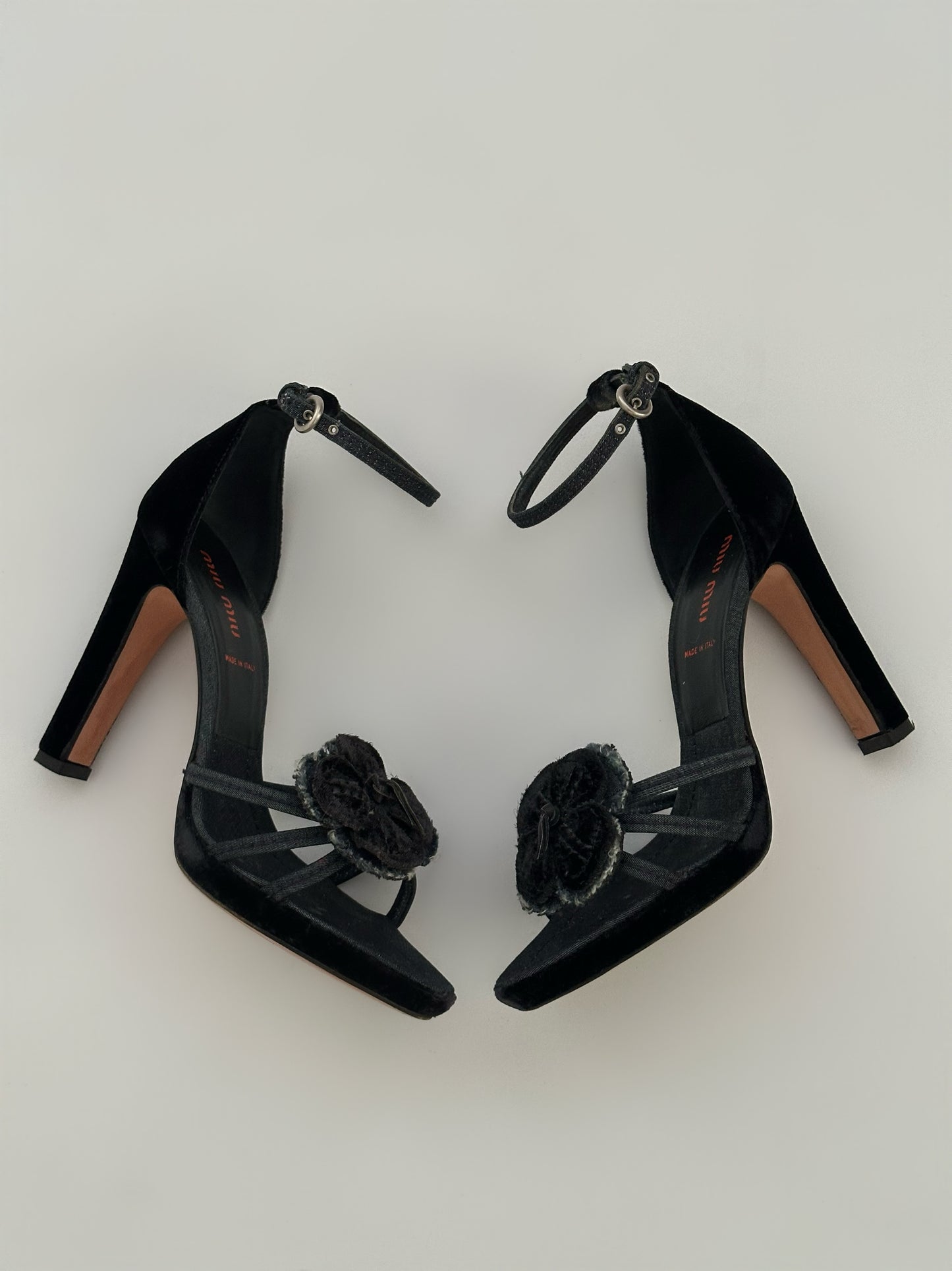 Miu Miu Velvet Flower Heels (36)