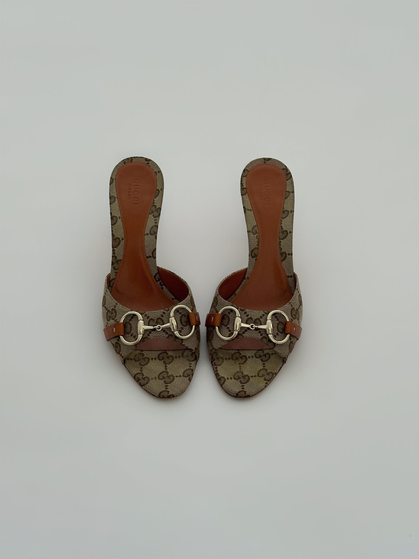 Gucci Monogram Horsebit Mules (39)