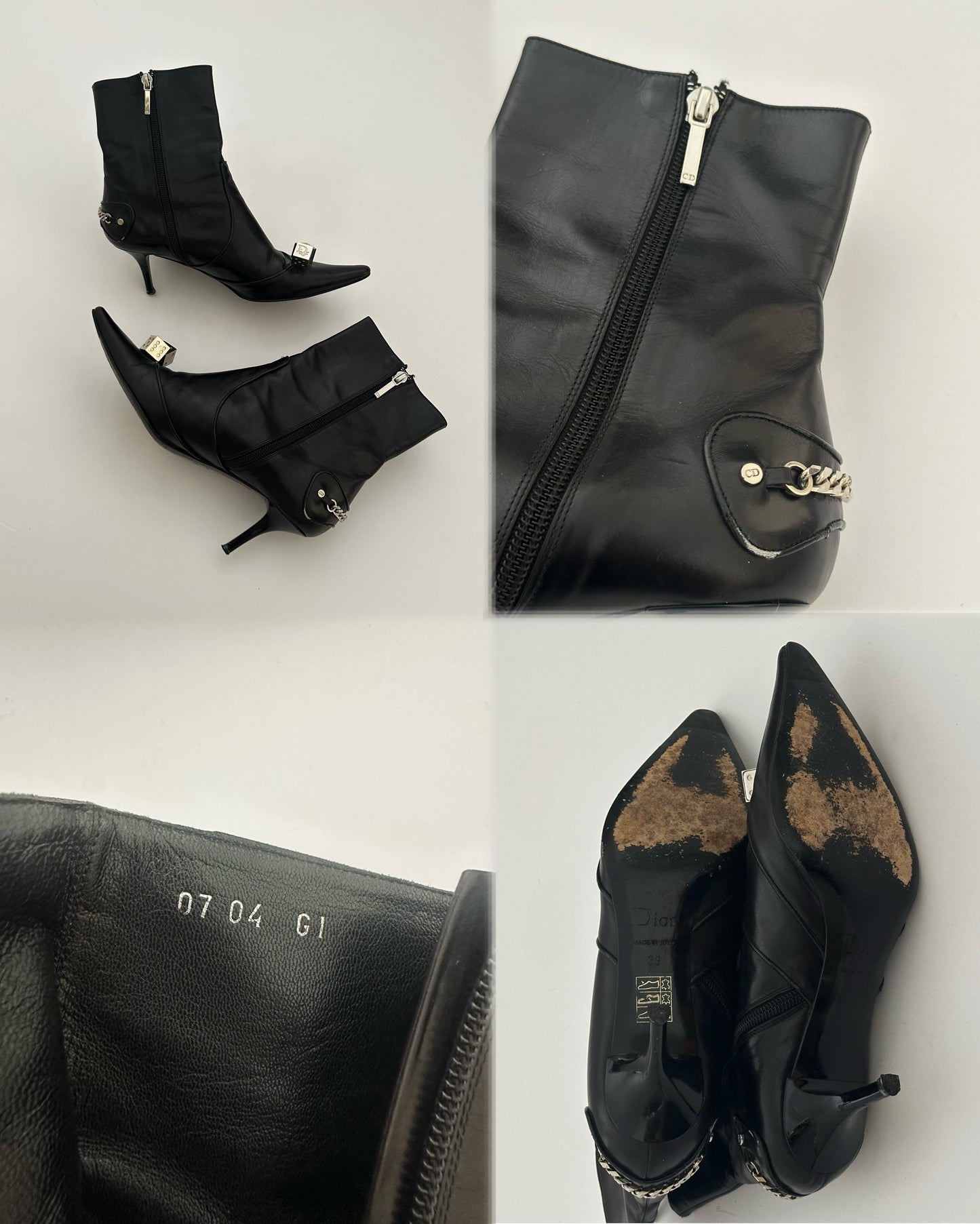 Dior Dice Gambler Leather Ankle Boots (39)