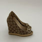 Gucci Monogram Horsebit Wedges (38)