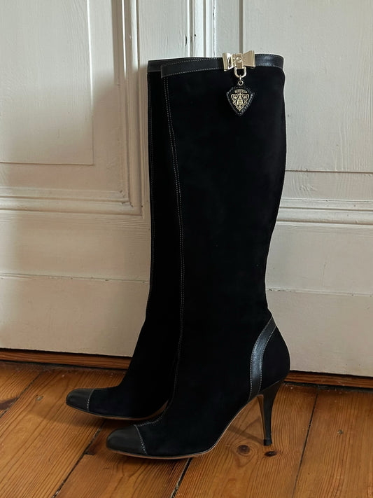 Gucci Bow Suede Leather  Boots (37)