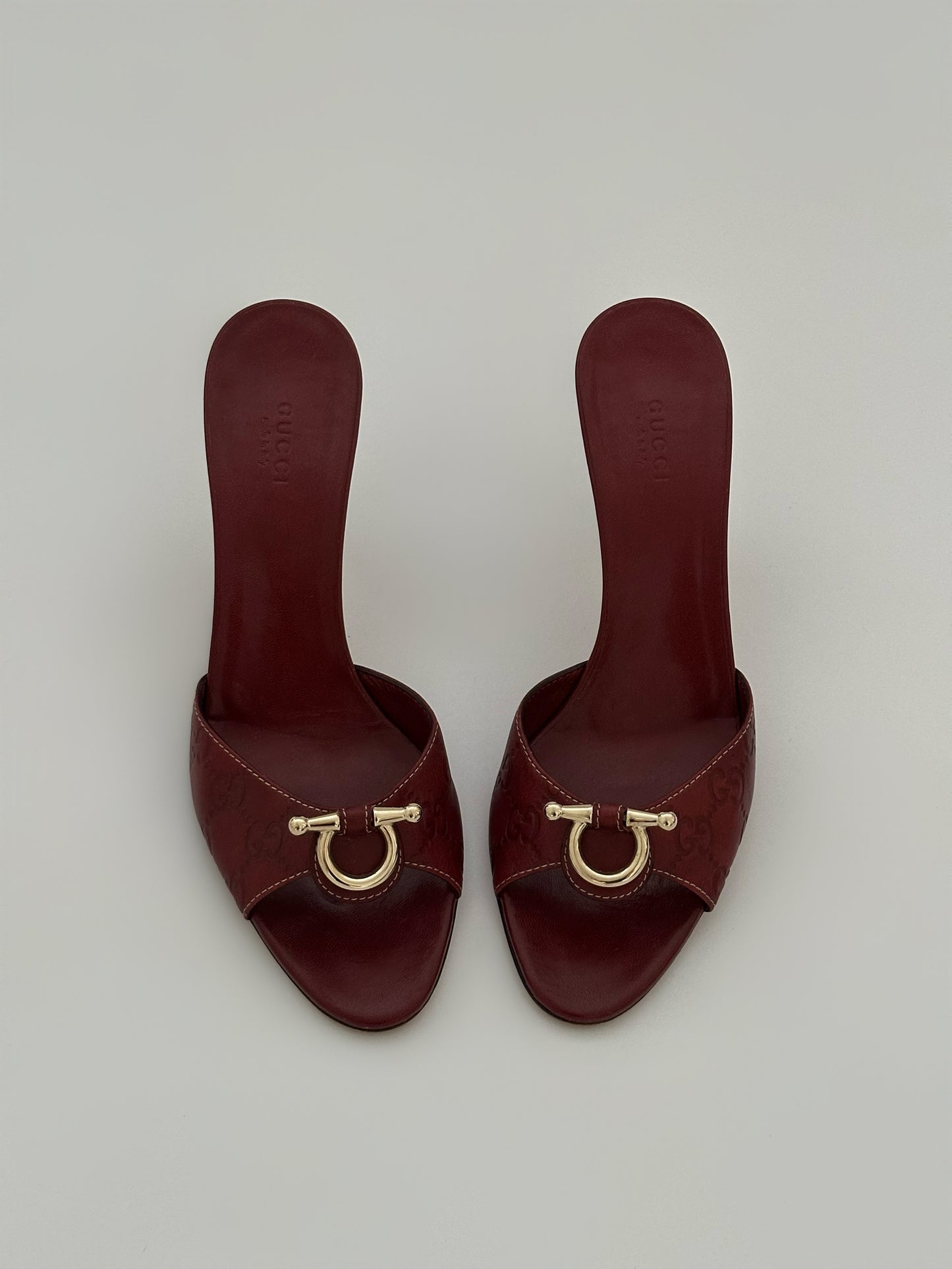Gucci Monogram Leather Mules (39)