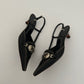 Prada Logo Leather Slingback Heels (37,5)