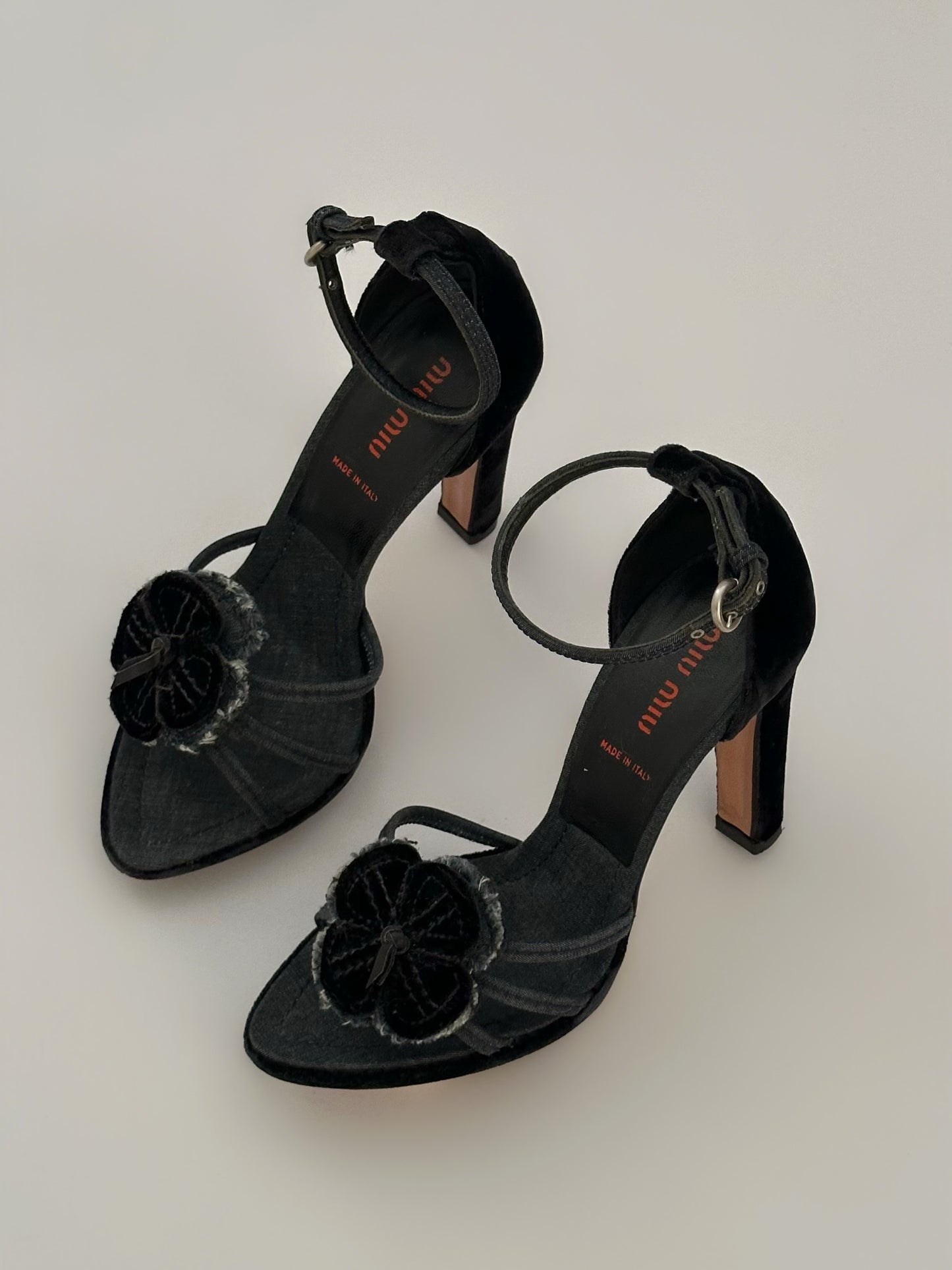 Miu Miu Velvet Flower Heels (36)