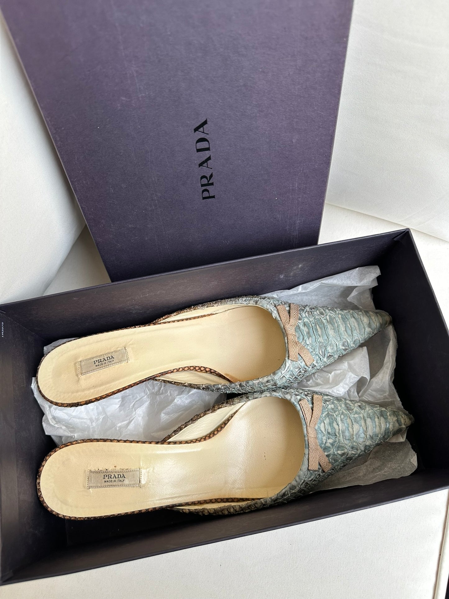 Prada Snake Mules (38/39)