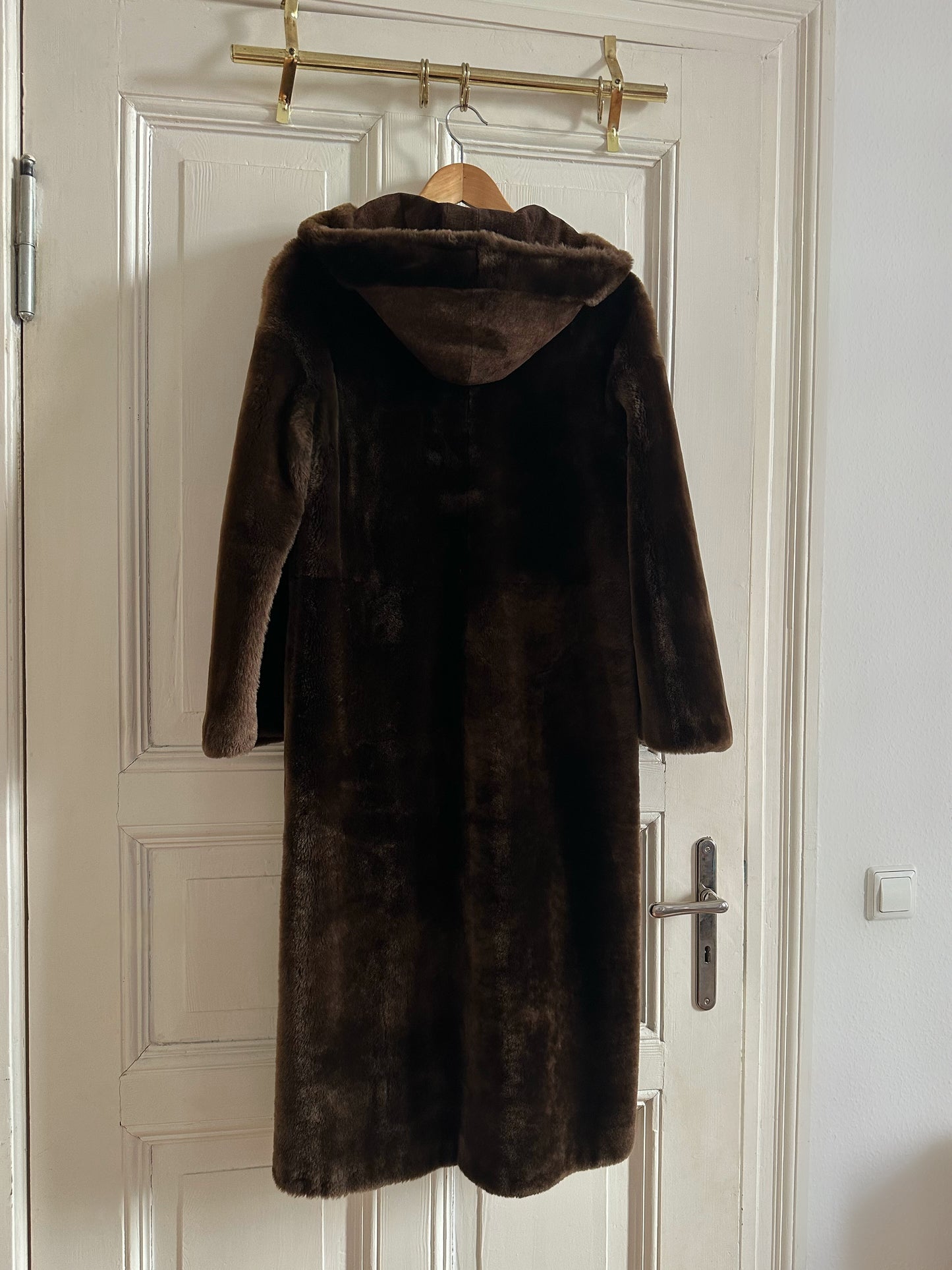 Vintage Faux Fur Suede Leather Coat (S)