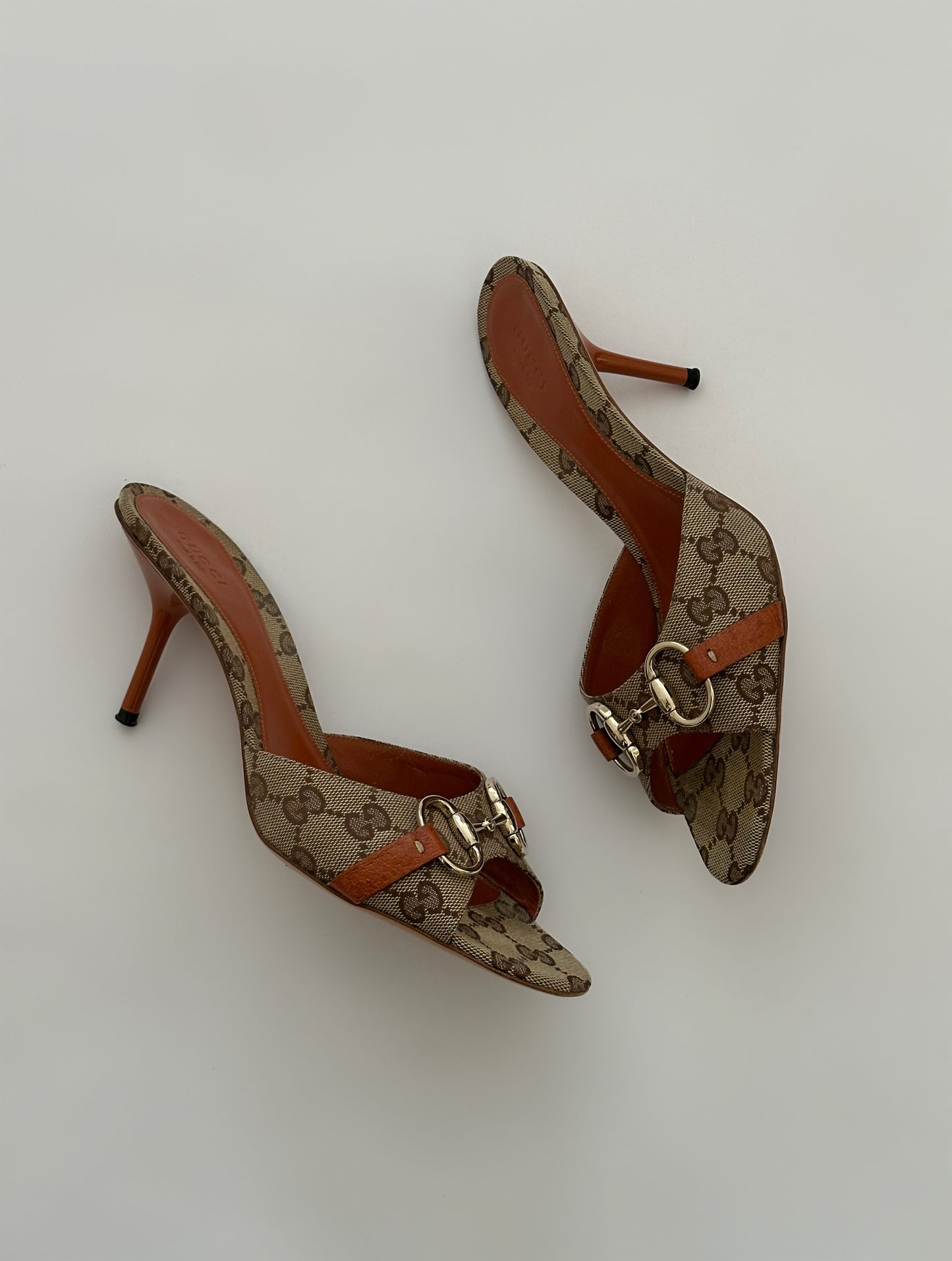 Gucci Monogram Horsebit Mules (39)