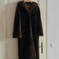 Vintage Faux Fur Suede Leather Coat (S)