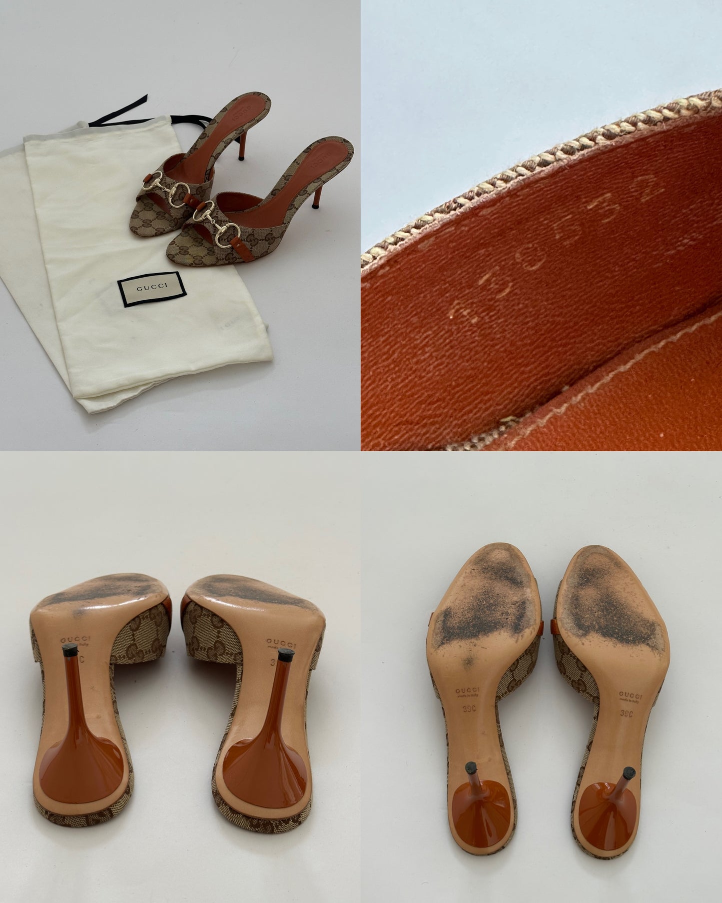 Gucci Monogram Horsebit Mules (39)