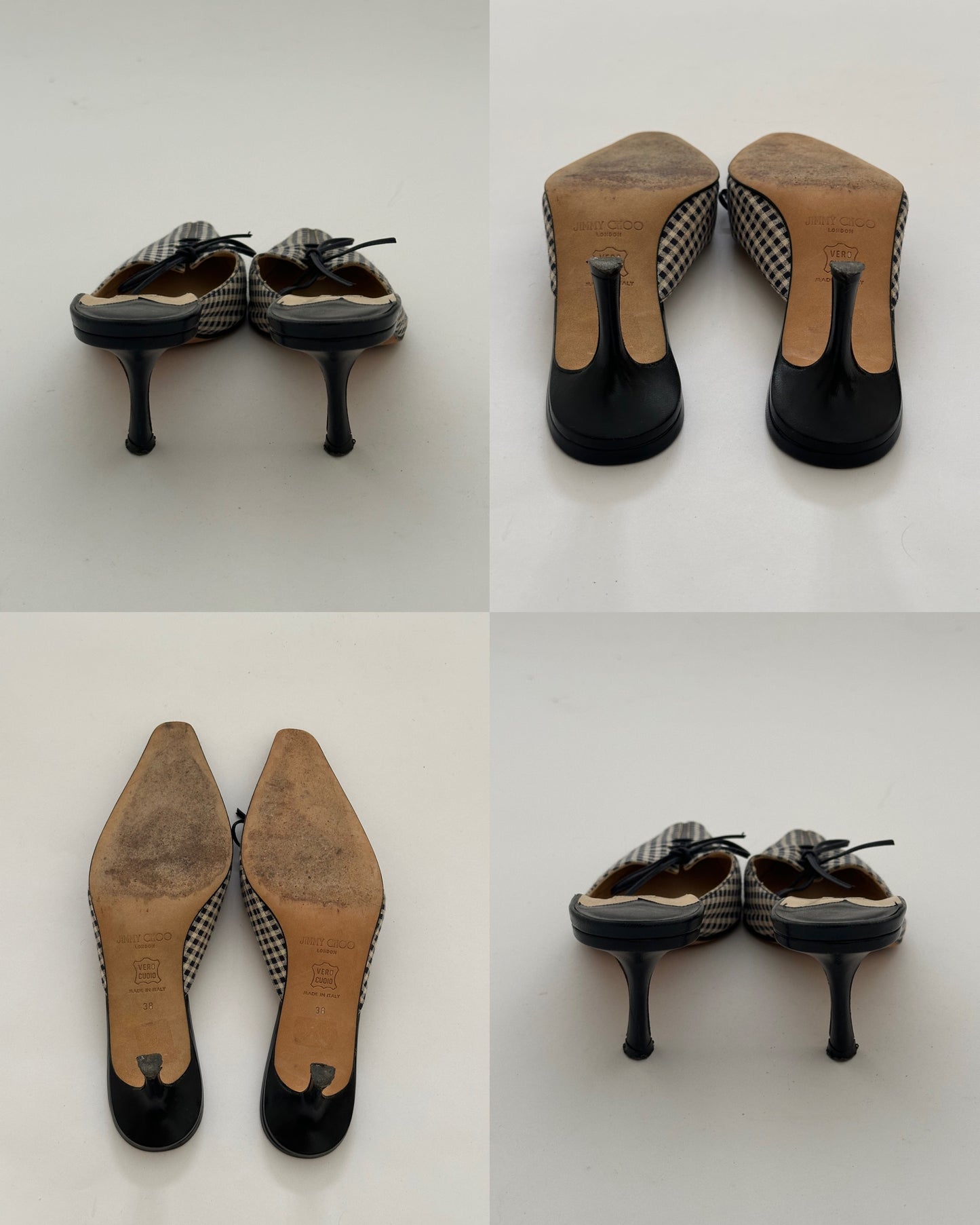 Jimmy Choo Checked Kitten Heels (38)