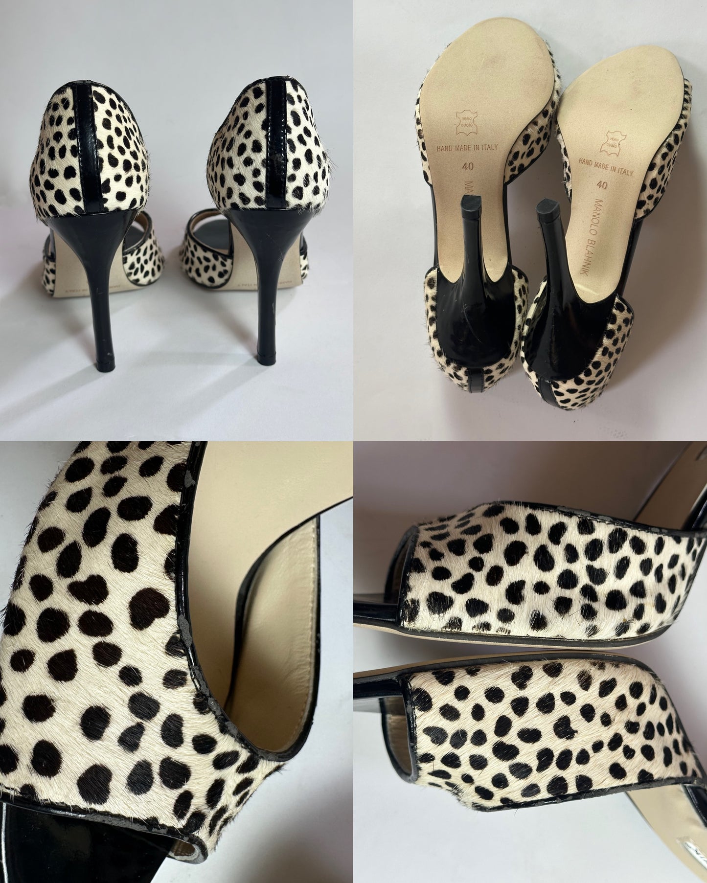 Manolo Blahnik Pony Hair Animal Print Heels (40)