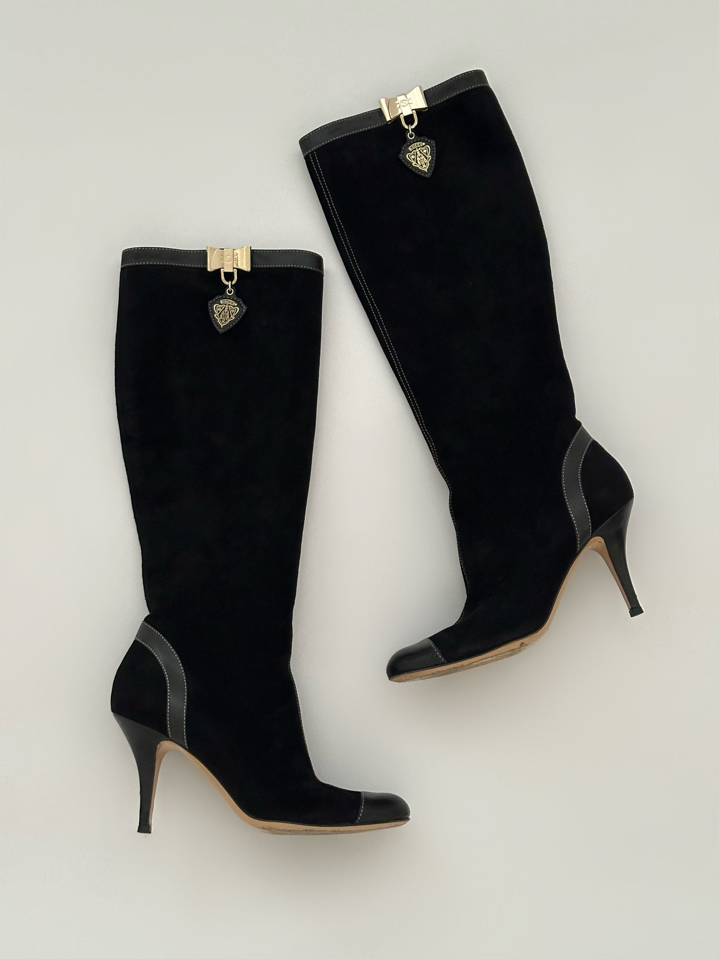 Gucci Bow Suede Leather  Boots (37)