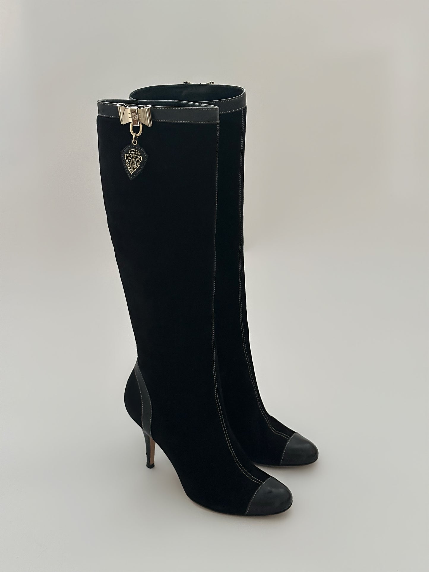 Gucci Bow Suede Leather  Boots (37)