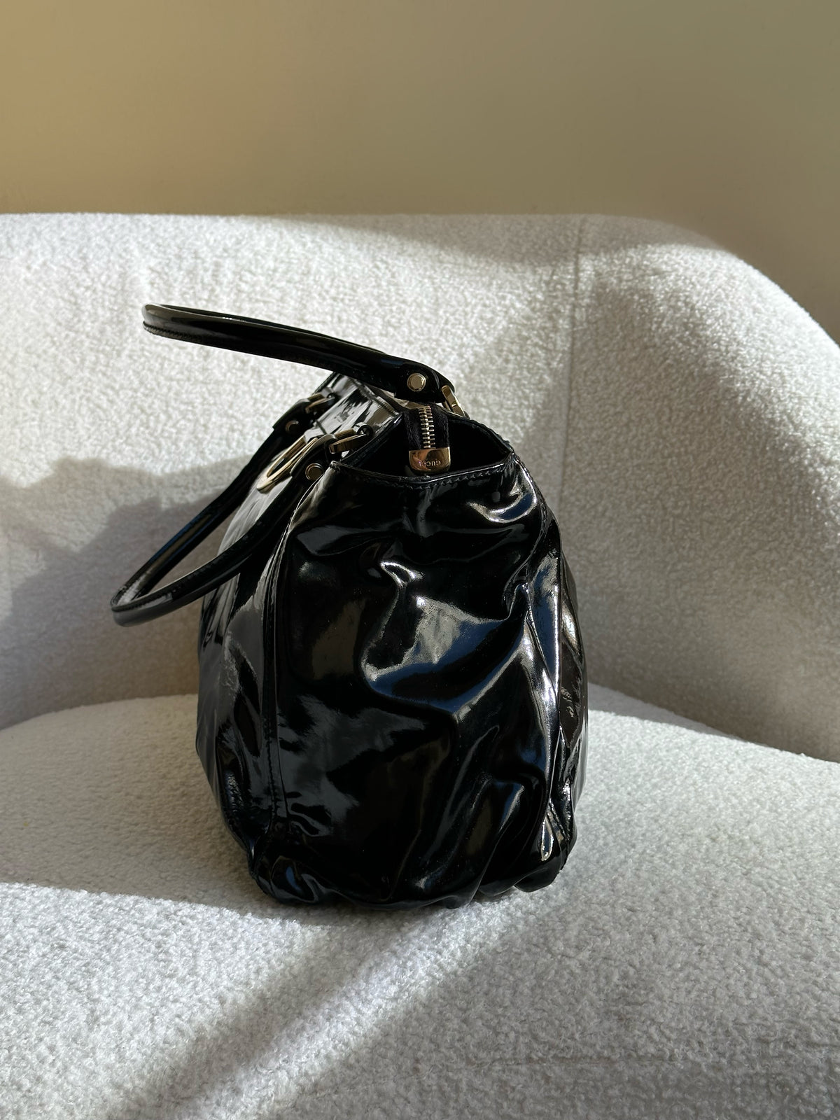 Gucci D Ring Patent Leather Bag