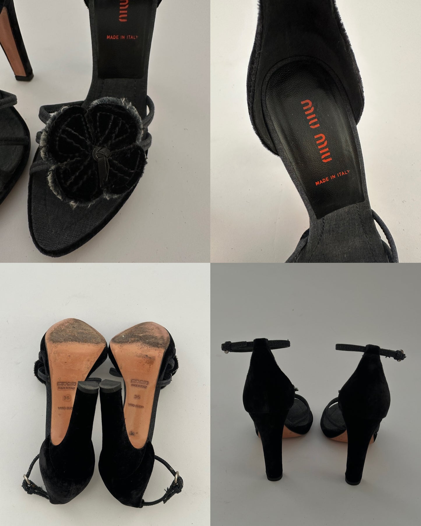 Miu Miu Velvet Flower Heels (36)