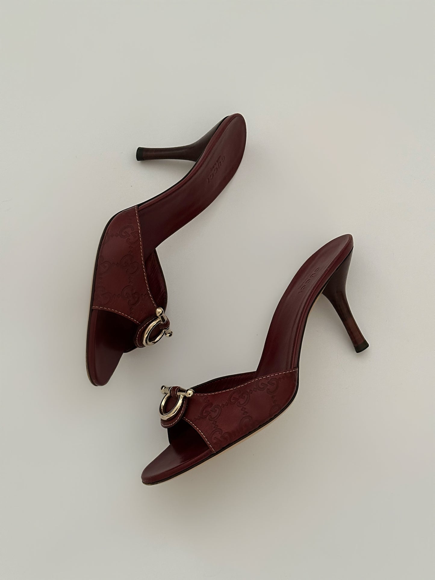 Gucci Monogram Leather Mules (39)