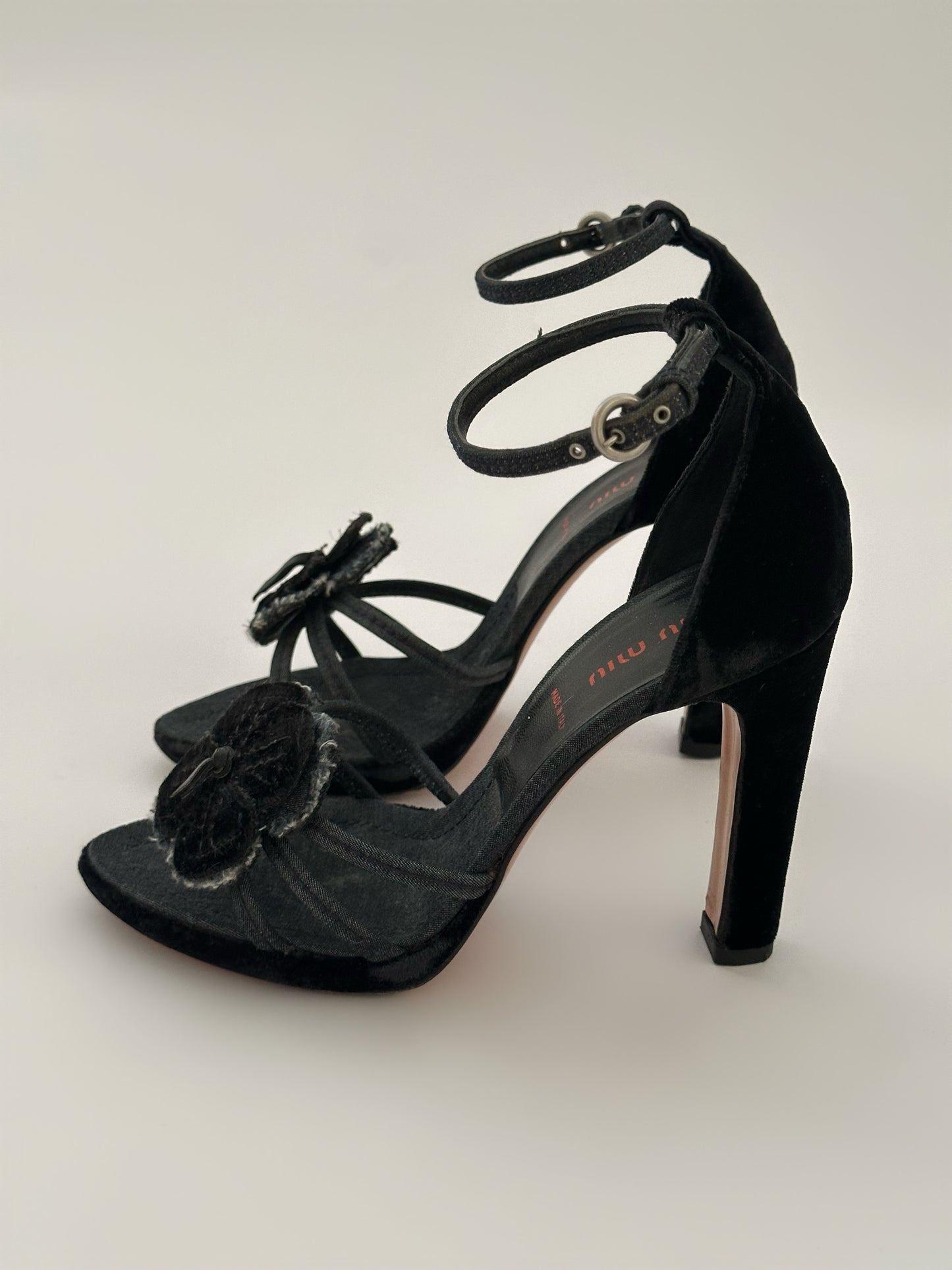 Miu Miu Velvet Flower Heels (36)