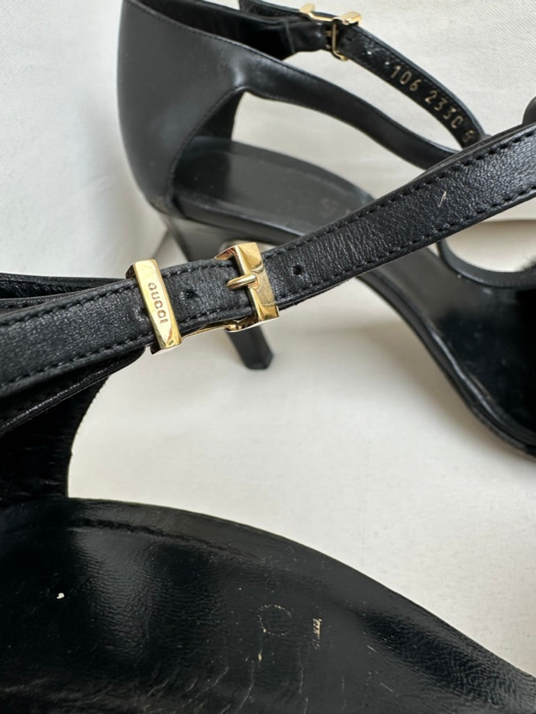 Gucci Ponyhair T-Strap Heels (38)