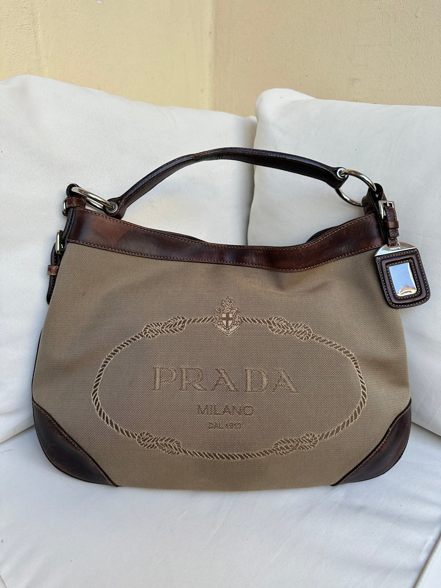 Prada Jacquard Hobo Bag