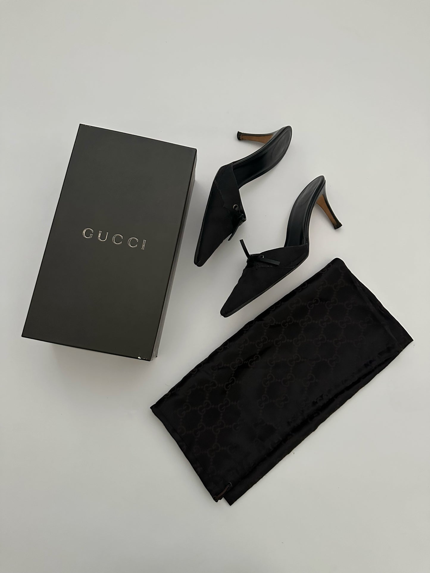 Gucci Monogram Mules (38) with Box & Dustbag
