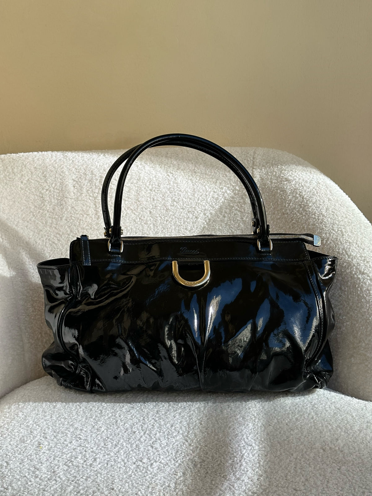 Gucci D Ring Patent Leather Bag